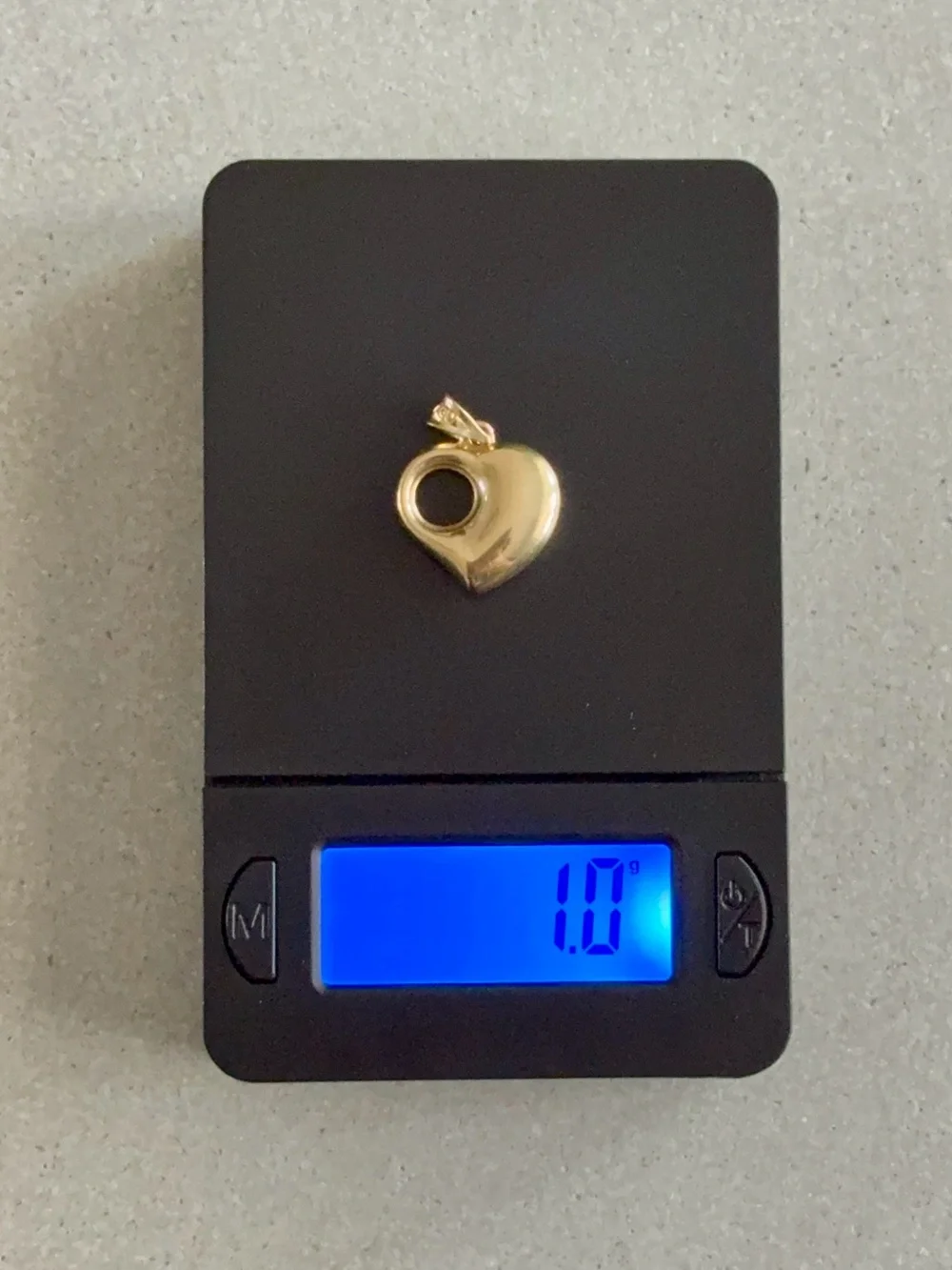 18k Yellow Gold Heart Charm, 1 Gram